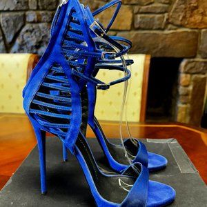 Rare Giuseppe Zanotti Caged Gladiator Stilettos Cobalt Blue GUC EU 39